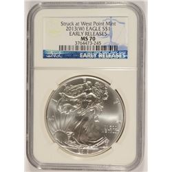 2013 (W) AMERICAN SILVER EAGLE NGC MS-70 EARLY RELEASE