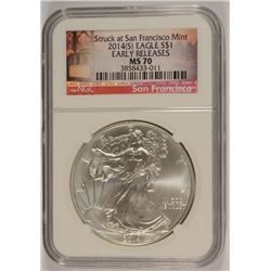 2014 (S) AMERICAN SILVER EAGLE NGC MS-70 EARLY RELEASE