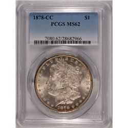 1878-CC MORGAN SILVER DOLLAR, PCGS MS-62 BETTER DATE!