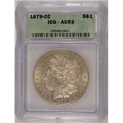 1879-CC MORGAN SILVER DOLLAR, ICG AU-53  KEY DATE!