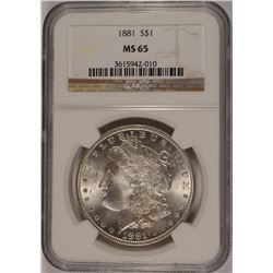 1881 MORGAN SILVER DOLLAR, NGC MS-65 BLAST WHITE