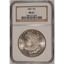1882 MORGAN SILVER DOLLAR, NGC MS-65