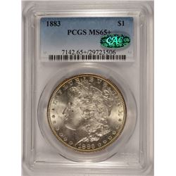 1883 MORGAN SILVER DOLLAR, PCGS MS-65+ CAC