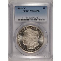 1884-CC MORGAN SILVER DOLLAR, PCGS  MS-64 PL