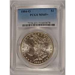 1884-O MORGAN SILVER DOLLAR, PCGS MS-65+ BLAST WHITE