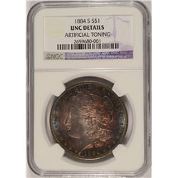 1884-S MORGAN SILVER DOLLAR, NGC UNC. DETAILS ( ARTIFICIAL TONING )  RARE!!!