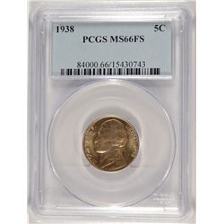 1938 JEFFERSON NICKEL, PCGS MS-66 FULL STEPS! TOUGH!