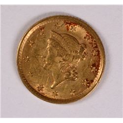 1852 $1.00 GOLD, AU+