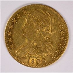 1809/8 $5.00 GOLD, AU-58  SUPER RARE!!!