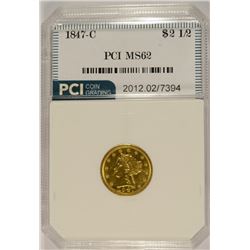 1847-C $2.50 LIBERTY GOLD, PCI MS-62  RARE BRANCH MINT PIECE!!