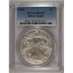 2003 AMERICAN SILVER EAGLE, PCGS MS-70! PERFECT!