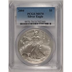 2004 AMERICAN SILVER EAGLE, PCGS MS-70!