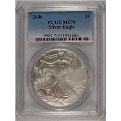 2006 AMERICAN SILVER EAGLE, PCGS MS-70 PERFECT!