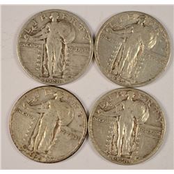 (4) 1928-S STANDING LIBERTY QUARTERS