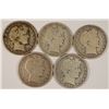 Image 1 : (5) 1900 BARBER HALF DOLLARS