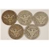 Image 2 : (5) 1900 BARBER HALF DOLLARS