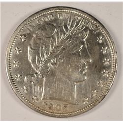 1907-S BARBER HALF DOLLAR XF/AU