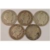 Image 1 : (4) 1908-D  & (1) 1908-O BARBER HALF DOLLARS