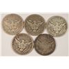 Image 2 : (4) 1908-D  & (1) 1908-O BARBER HALF DOLLARS