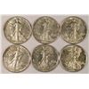 Image 1 : (6) AU/SLIDER WALKING LIBERTY HALF DOLLARS (1935, 1936, 1937, 1939-D, 1941,