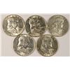 Image 1 : (5) 1951 FRANKLIN HALF DOLLARS AU/SLIDERS