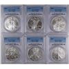 Image 1 : 2002, 2003, 2004, 2005, 2006 & 2007 AMERICAN SILVER EAGLES, ALL PCGS MS-69!