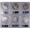 Image 2 : 2002, 2003, 2004, 2005, 2006 & 2007 AMERICAN SILVER EAGLES, ALL PCGS MS-69!