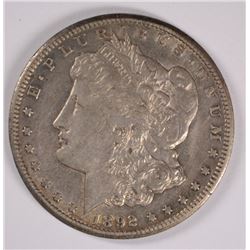 1892-CC MORGAN SILVER DOLLAR, AU-53  NICE LUSTRE