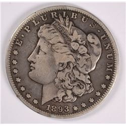 1893-S MORGAN SILVER DOLLAR, VF++ KEY DATE