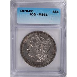 1878-CC MORGAN SILVER DOLLAR, ICG MS-61