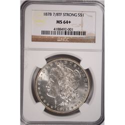 1878 7/8 TF STRONG MORGAN SILVER DOLLAR, NGC MS-64+  BLAST WHITE  LOOKS 65