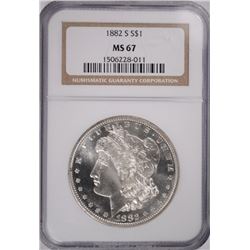 1882-S MORGAN SILVER DOLLAR, NGC MS-67