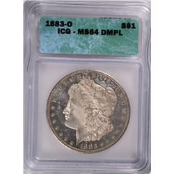 1883-O MORGAN SILVER DOLLAR, ICG MS-64 DMPL