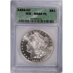 1884-CC MORGAN SILVER DOLLAR, ICG MS-65 PL!