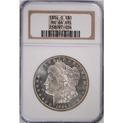 1884-O MORGAN SILVER DOLLAR, NGC MS-64 DPL