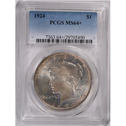 1924 PEACE SILVER DOLLAR, PCGS MS-64+