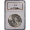 Image 1 : 1934 PEACE SILVER DOLLAR, NGC MS-65   UPPER RIGHT CORNER CRACKED ON HOLDER