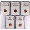Image 1 : ( 5 ) NGC MS-67 GRADED LINCOLN CENTS:1987. 89-D, ( 2 ) 92 WIDE "AM" & 96-D