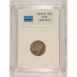 1916-D MERCURY DIME, CCGS VG-8  KEY  COIN!