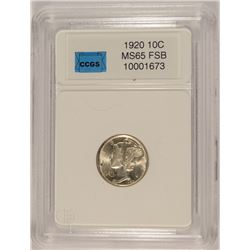 1920 MERCURY DIME, CCGS MS-65 FSB  BLAZING WHITE!