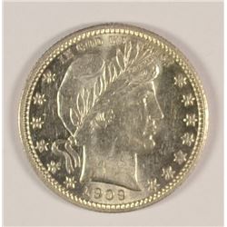 1909-D BARBER QUARTER, MS-63 BLAST WHITE!