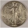 Image 1 : 1917-D OBVERSE WALKING LIBERTY HALF DOLLAR, AU-58  RARE COIN!