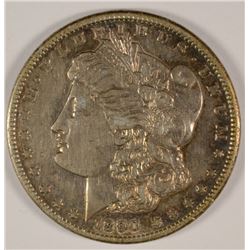 1890-CC MORGAN SILVER DOLLAR, XF+  WITH COLORFUL TONING