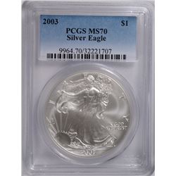 2003 AMERICAN SILVER EAGLE, PCGS MS-70! PERFECT!