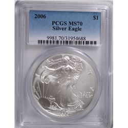 2006 AMERICAN SILVER EAGLE, PCGS MS-70 PERFECT!