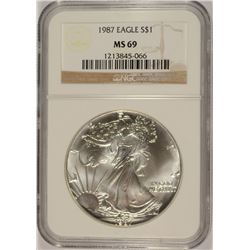 1987 SILVER AMERICAN EAGLE NGC MS-69