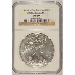 2011 (S) SILVER AMERICAN EAGLE NGC MS-69
