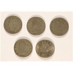 (5) 1883 W/C V-NICKELS