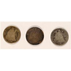 (3) SEATED DIMES (1856-O, 1876, 1876-CC)