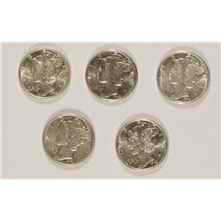 (5) CH BU MERCURY DIMES